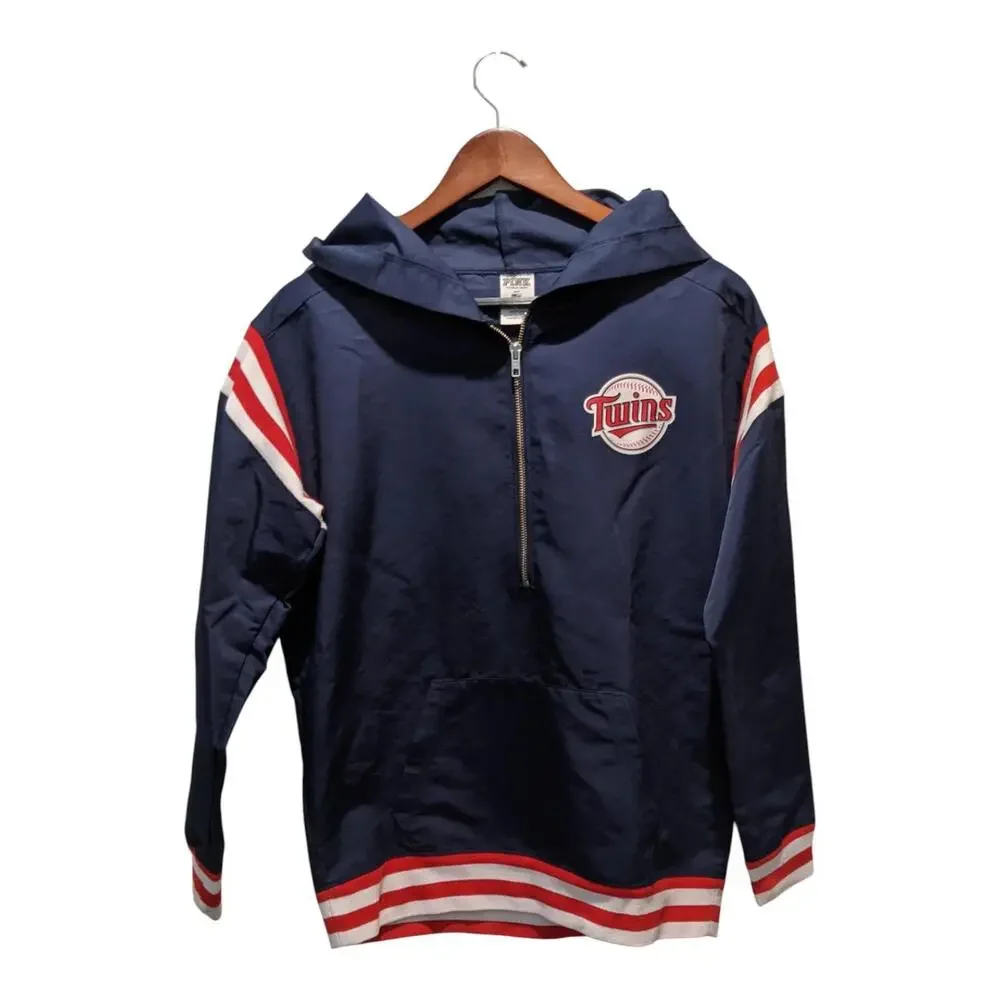 Pink Victoria's Secret Minnesota Twins Track Jacket Windbreaker Size XS Hooded
